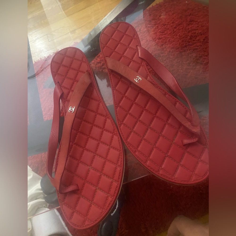 Authentic Red Chanel Flip Flips size 41 EU